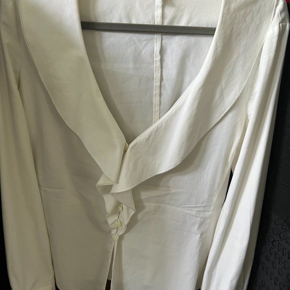 GUC Armani Collection Plunge Neck Button-Up Blouse - Picture 5 of 6